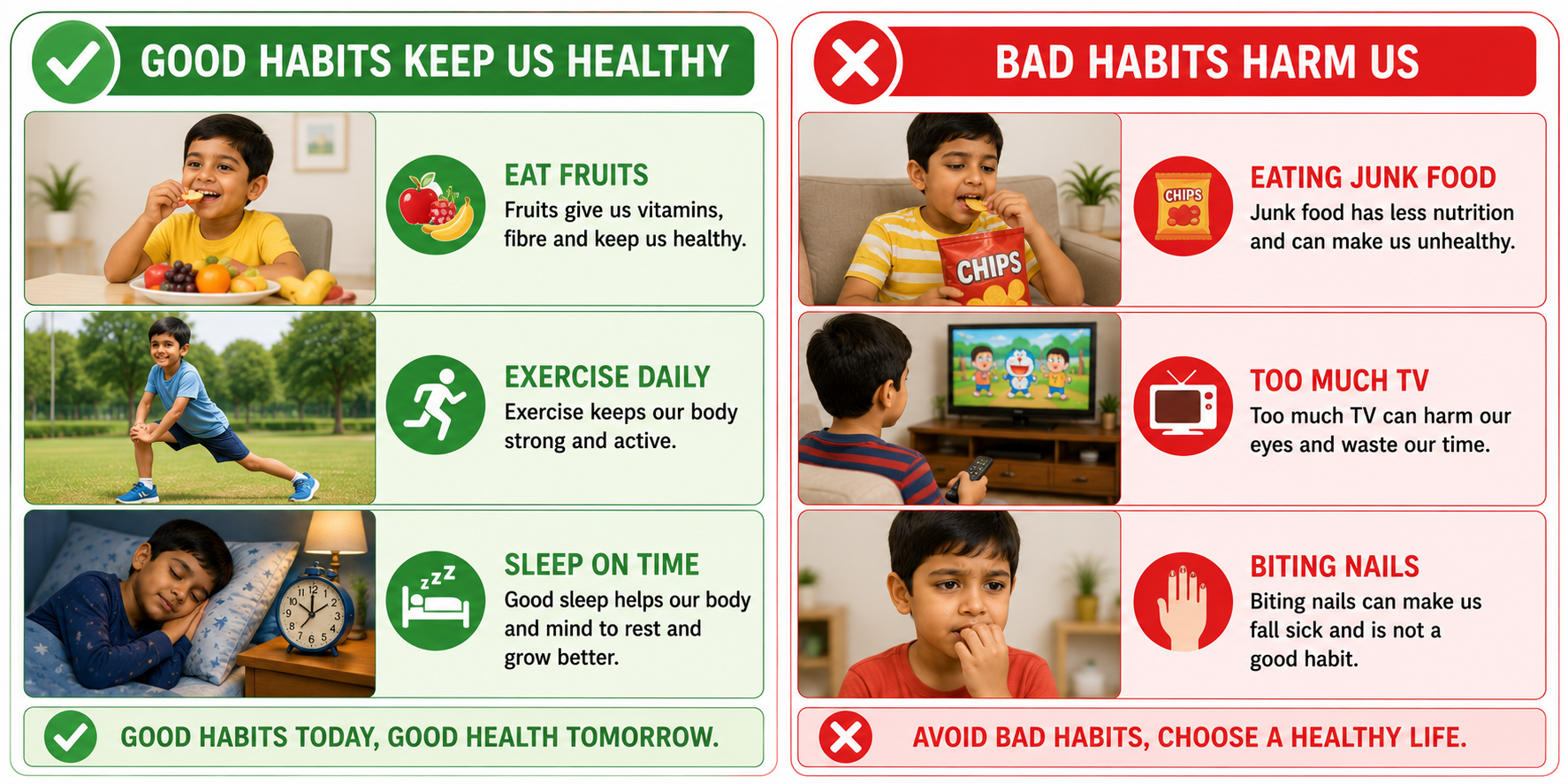 Good habits vs bad habits comparison